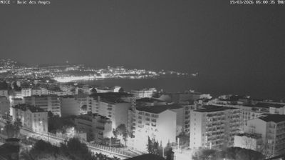 Nice at night, Baie des Anges panorama, city lights along coastline