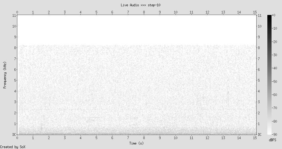 Spectrogram: near-total silence — deep forest at rest, almost blank